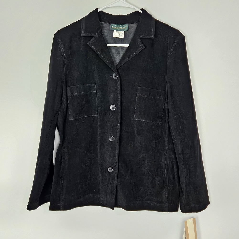 HARVE‎ BENARD Women's Faux Suede Jacket  Sz 10 PETITE Button Front Pockets NEW
